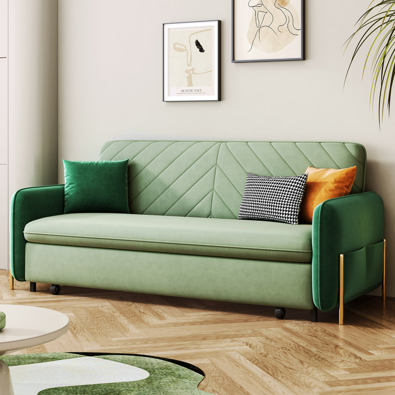 Latitude Run Rosica 55.3 Green Upholstered Sleeper Sofa Reviews Wayfair